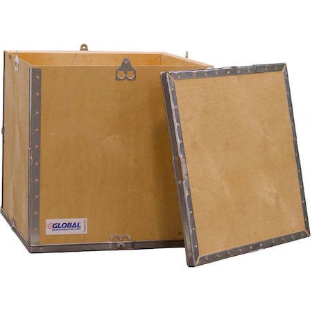 Global Industrial 17.25 in x 17.25 in x 17.5 in 4 Panel Hinged Shipping Crate, Brown, Plywood B2352228